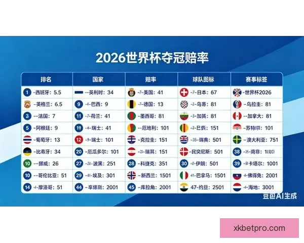 2026世界杯最新投注赔率全面解析及热门球队夺冠前景预测